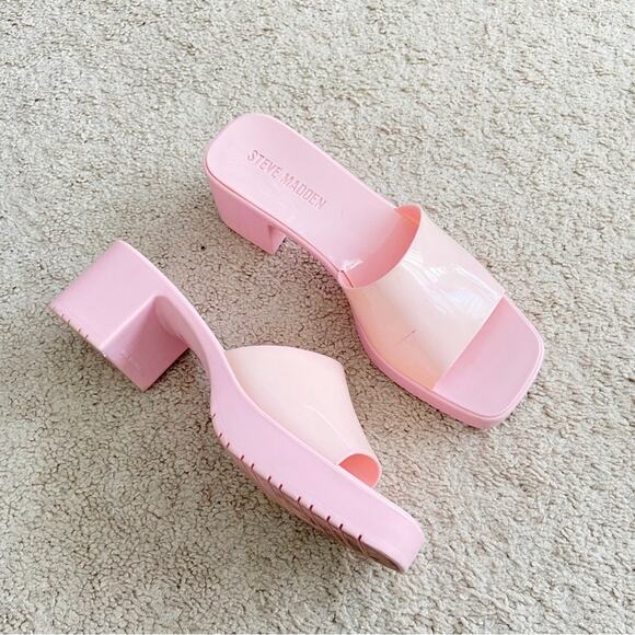 Steve Madden Harlin Pink Jelly Heeled Sandals Size 8 - Picture 1 of 5